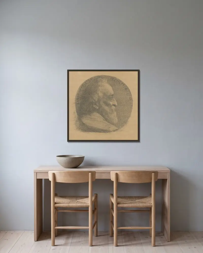A. Legros – Pictor – Sculptor av Alphonse Legros inramad på en vägg