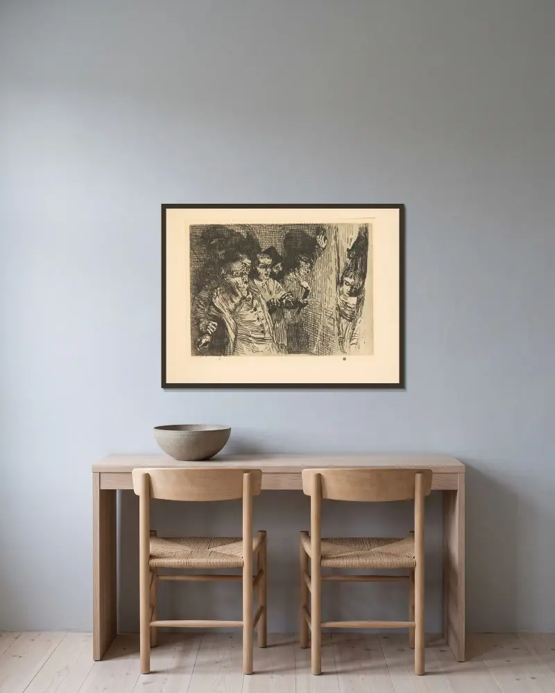 Le chat noir av Alphonse Legros inramad på en vägg