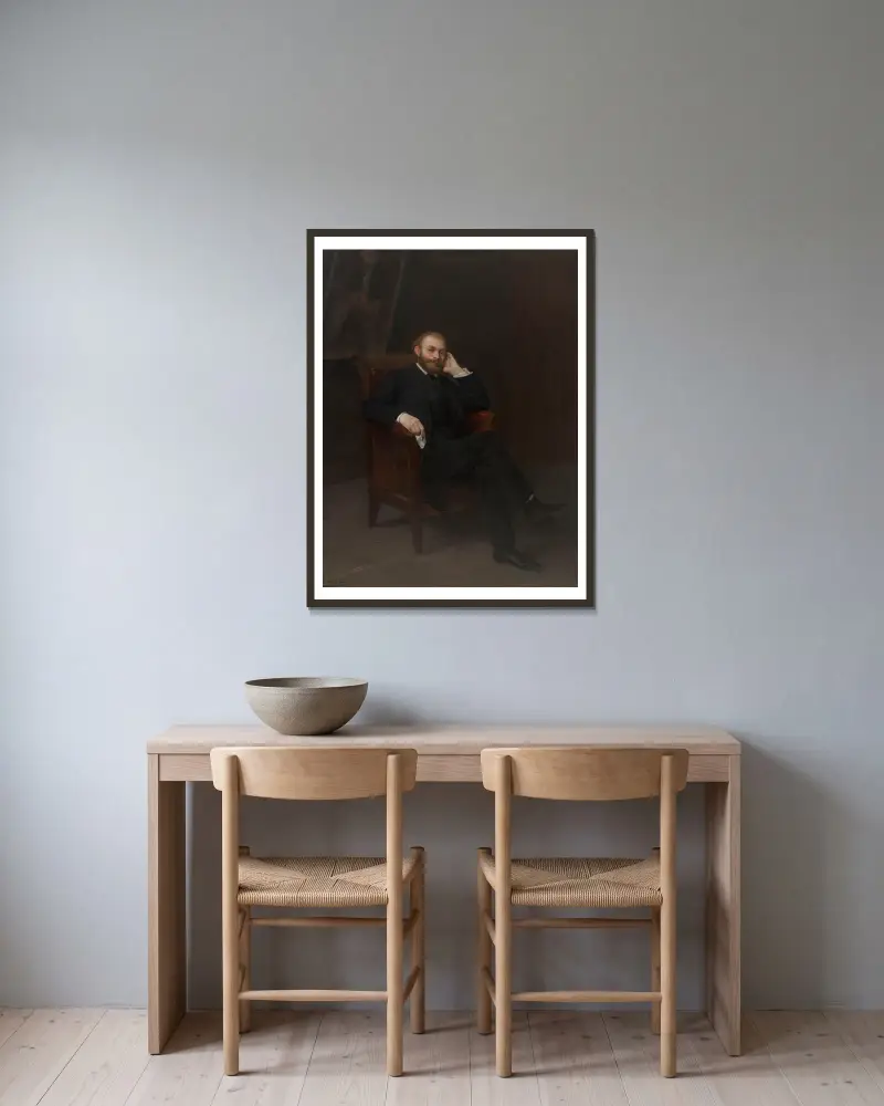 Portret Édouarda Maneta, Alphonse Legros w ramie na ścianie