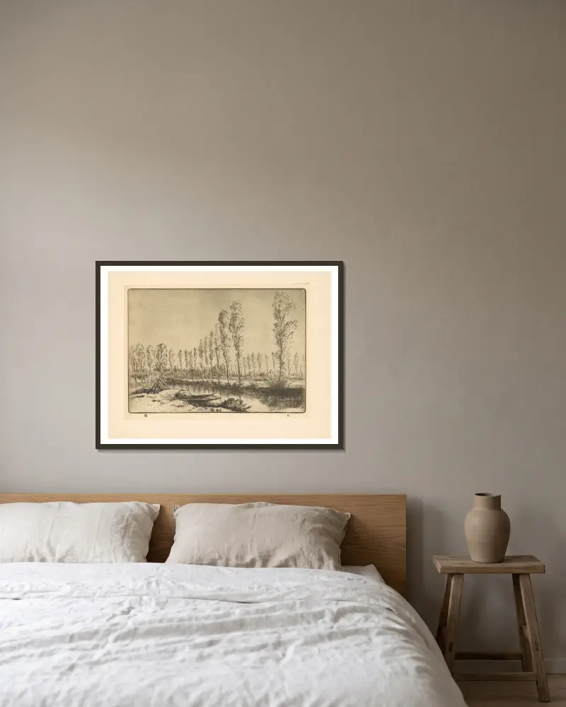 Nära väninnor; Torvmossarna av Alphonse Legros inramad på en vägg