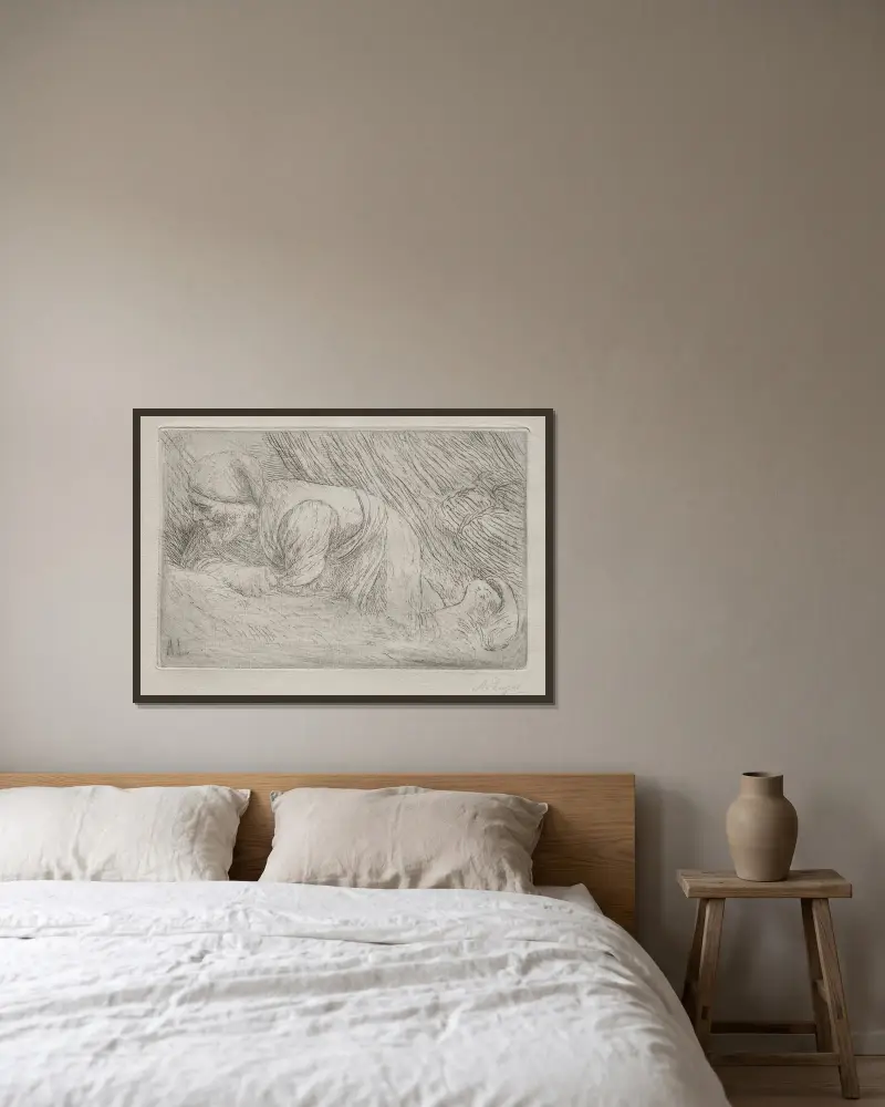 Risplockerskorna av Alphonse Legros inramad på en vägg