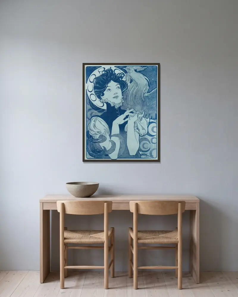 Cocorico von Alphonse Mucha gerahmt an einer Wand