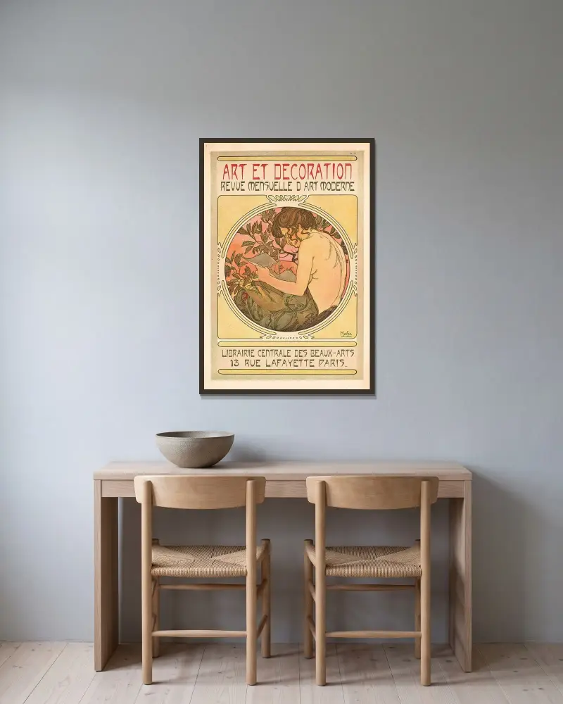 DOCUMENTS DÉCORATIVES av Alphonse Mucha inramad på en vägg