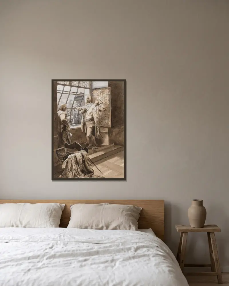 Kattes poprava, Alphonse Mucha v rámu na stěně