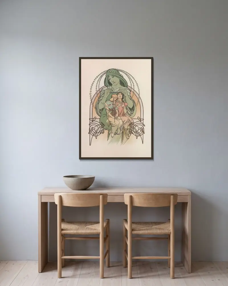 Ilsée, tripoliská kněžna, Alphonse Mucha v rámu na stěně