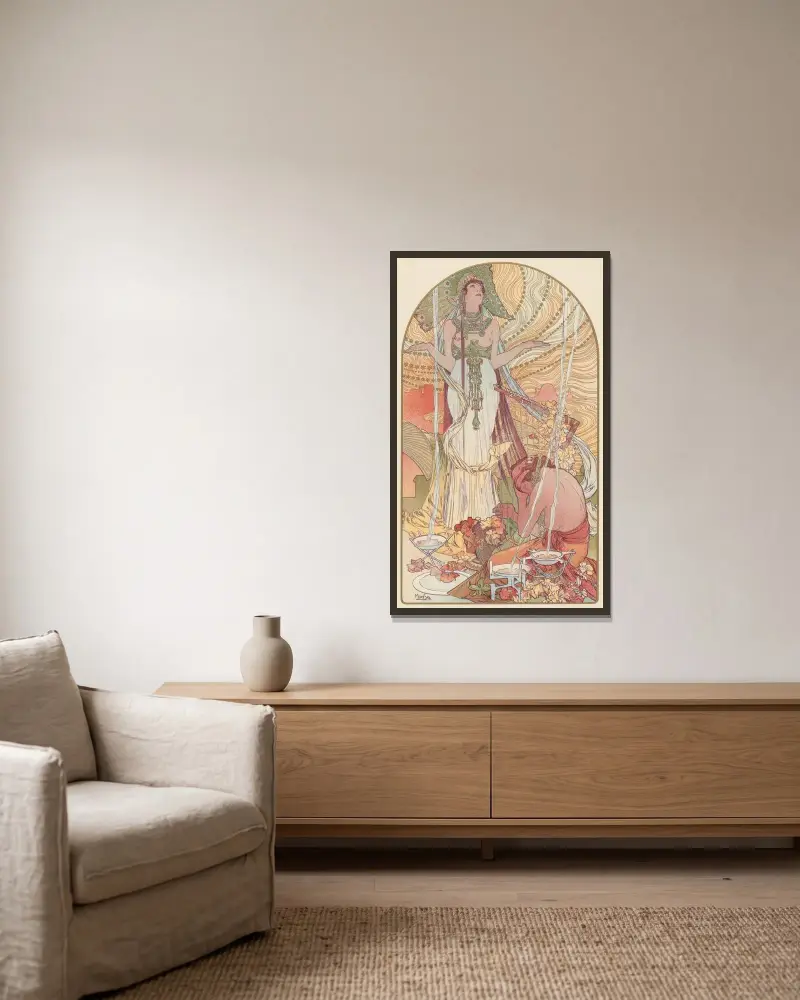 Vtělení (Salammbô), Alphonse Mucha v rámu na stěně