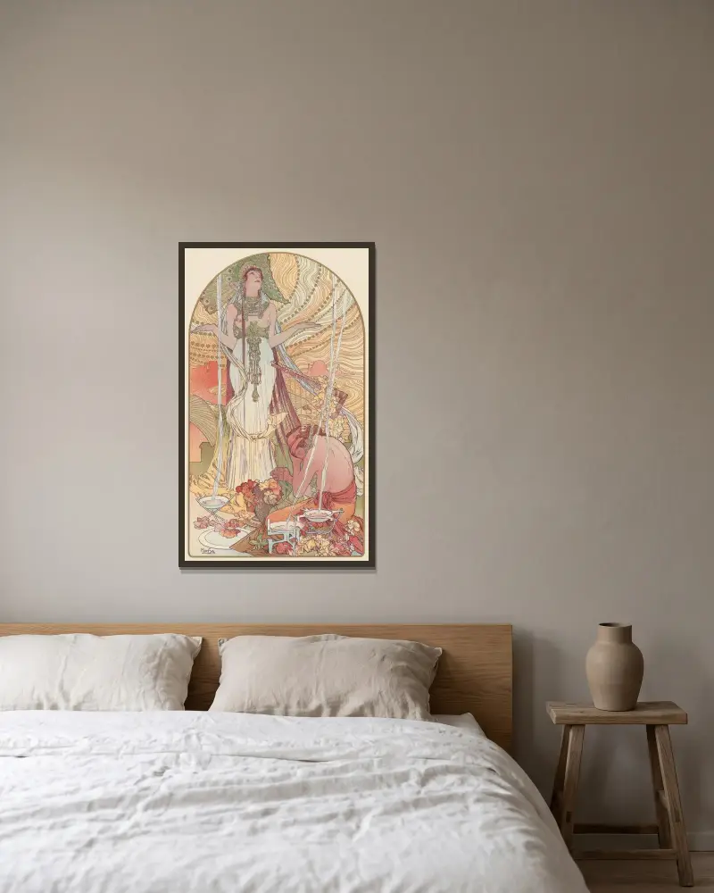 Vtělení (Salammbô), Alphonse Mucha v rámu na stěně
