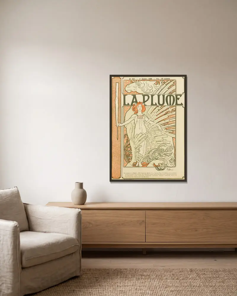 La Plume – nr 1, Alphonse Mucha v rámu na stěně