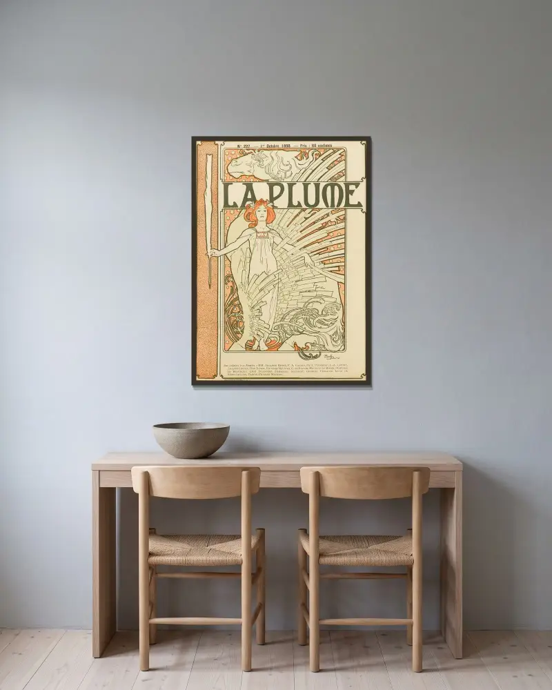 La Plume – nr 1, Alphonse Mucha v rámu na stěně
