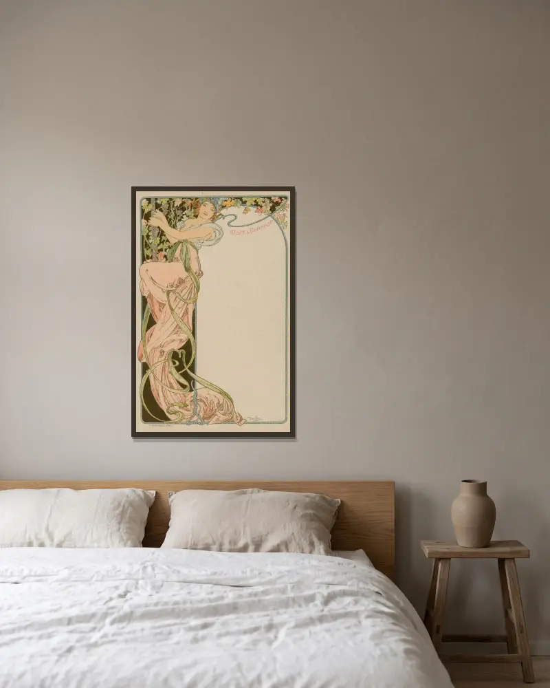 Menükarte, 1900 – Nr. 4 von Alphonse Mucha gerahmt an einer Wand