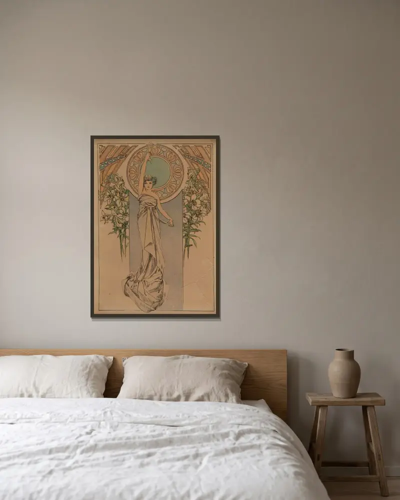 Menükarte, 1900 – Nr. 1 von Alphonse Mucha gerahmt an einer Wand