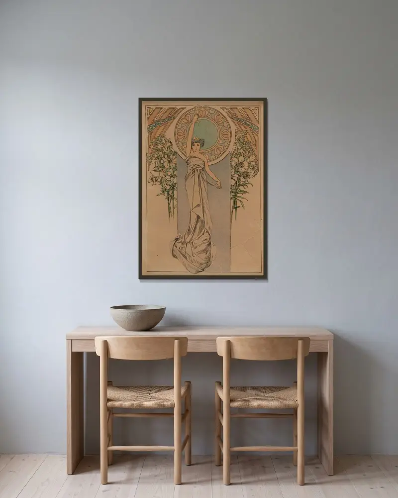 Menükarte, 1900 – Nr. 1 von Alphonse Mucha gerahmt an einer Wand