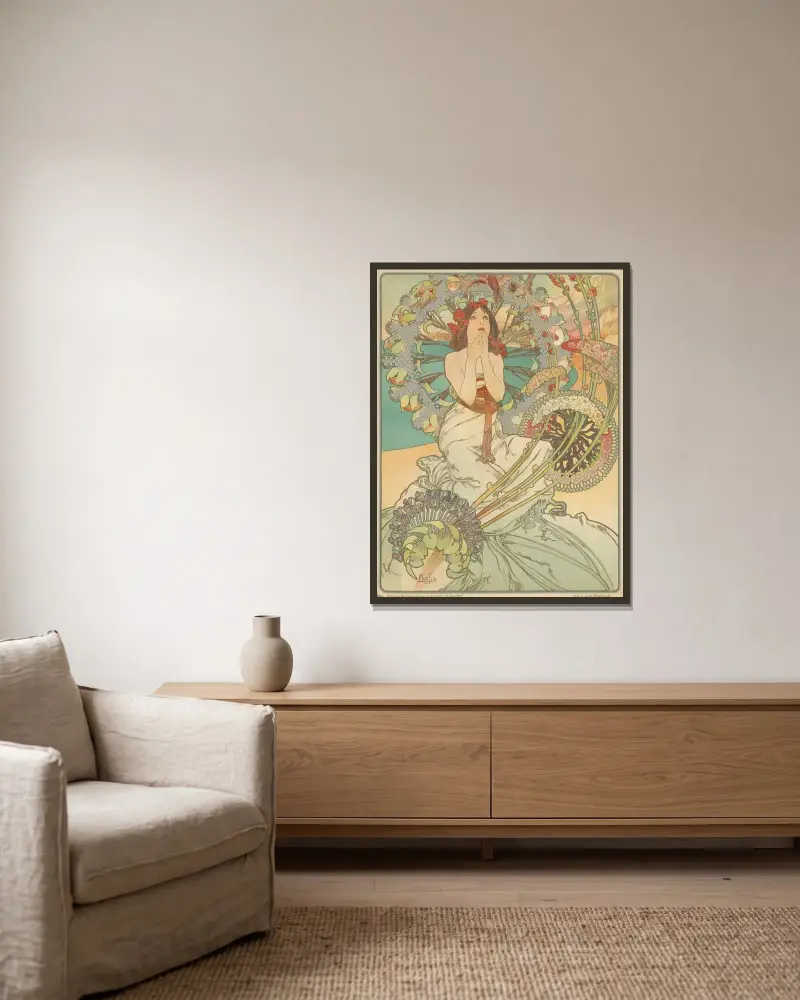 Monaco Monte-Carlo av Alphonse Mucha inramad på en vägg