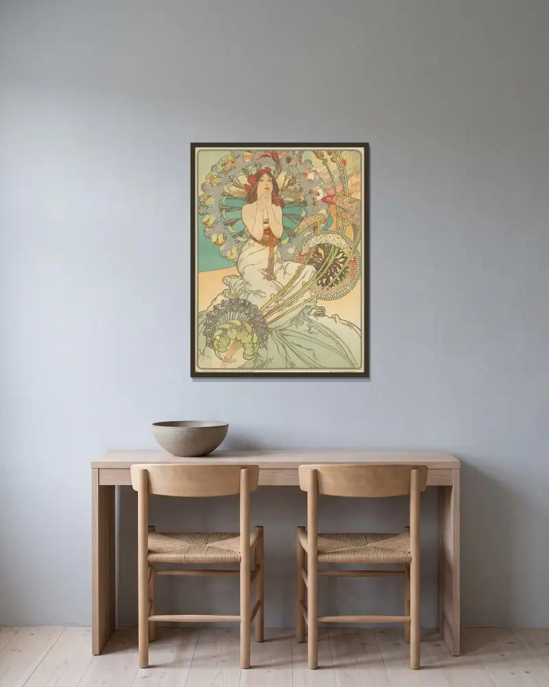 Monaco Monte-Carlo av Alphonse Mucha inramad på en vägg