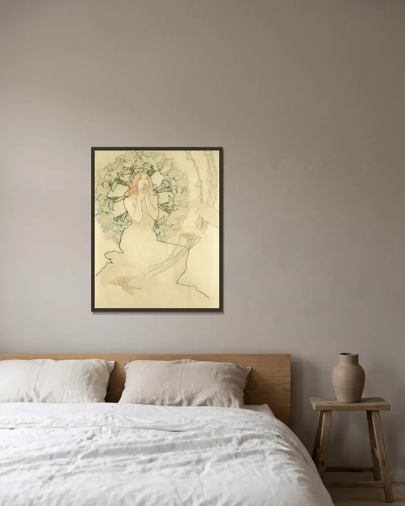Studie pro Monte Carlo, Alphonse Mucha v rámu na stěně