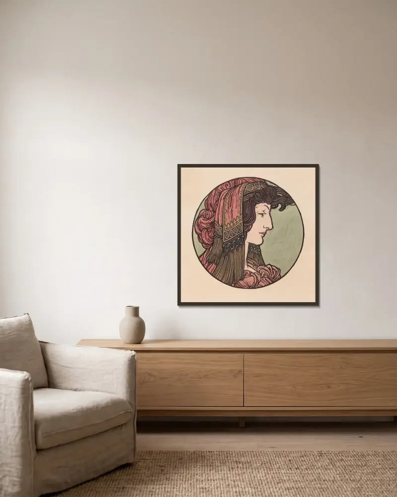 Vitrail pour la façade de la boutique Fouquet – nr 2 av Alphonse Mucha inramad på en vägg