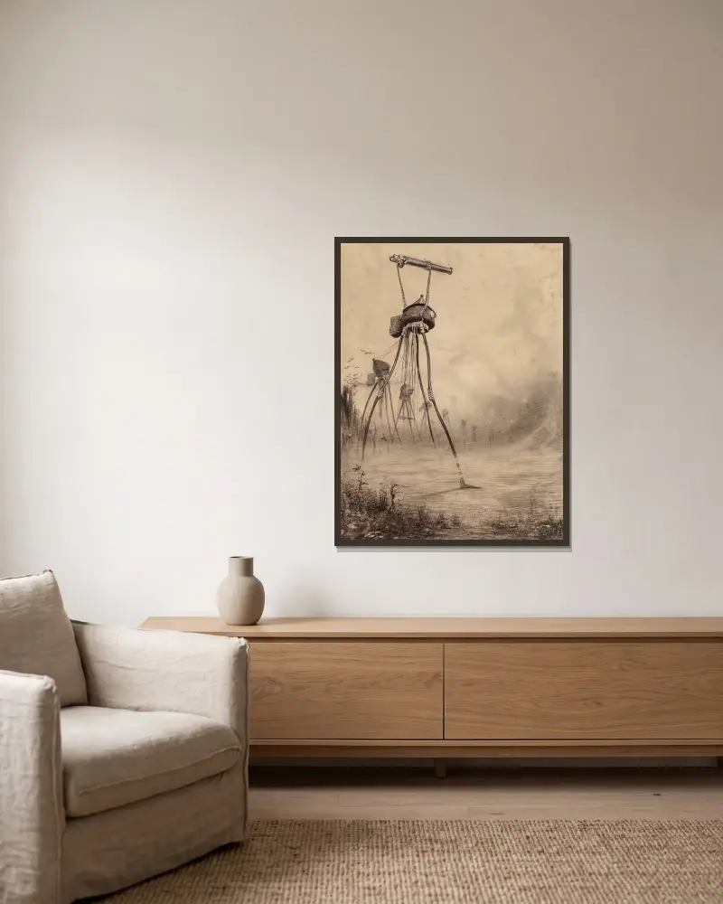 Marsianische Gaskanone von Henrique Alvim Corrêa gerahmt an einer Wand