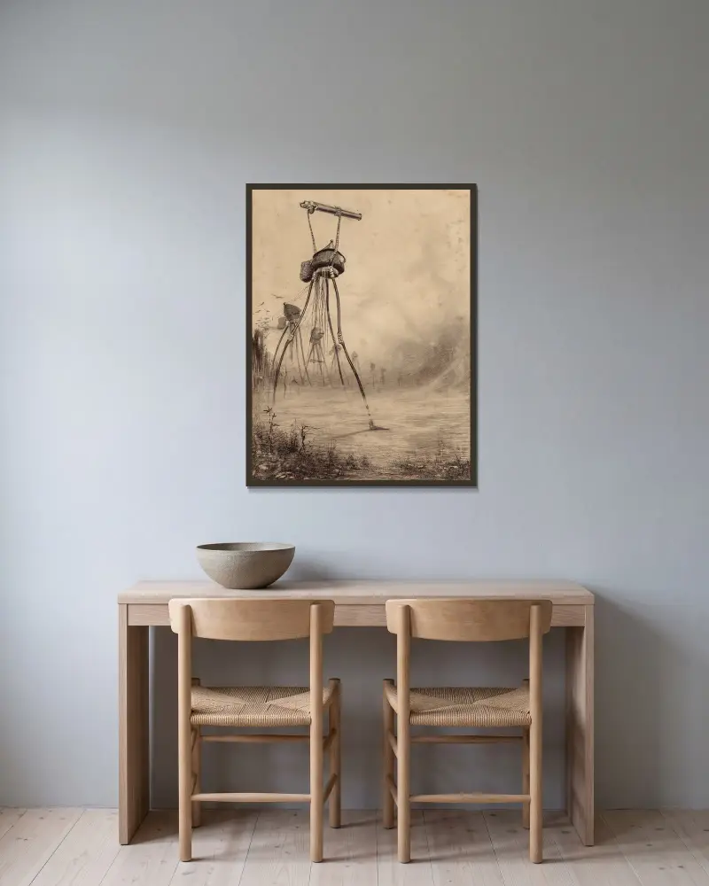 Marsianische Gaskanone von Henrique Alvim Corrêa gerahmt an einer Wand
