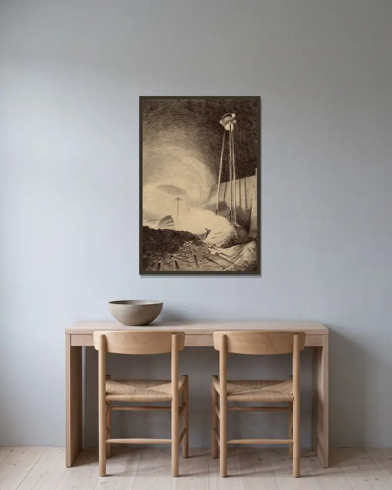 Marsbewohner beobachten Dampfwolke von Henrique Alvim Corrêa gerahmt an einer Wand