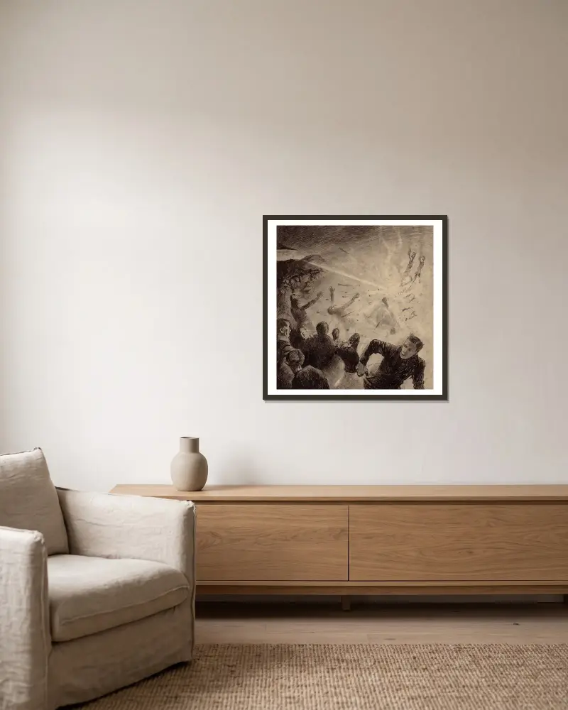 Die Marsianer greifen an von Henrique Alvim Corrêa gerahmt an einer Wand