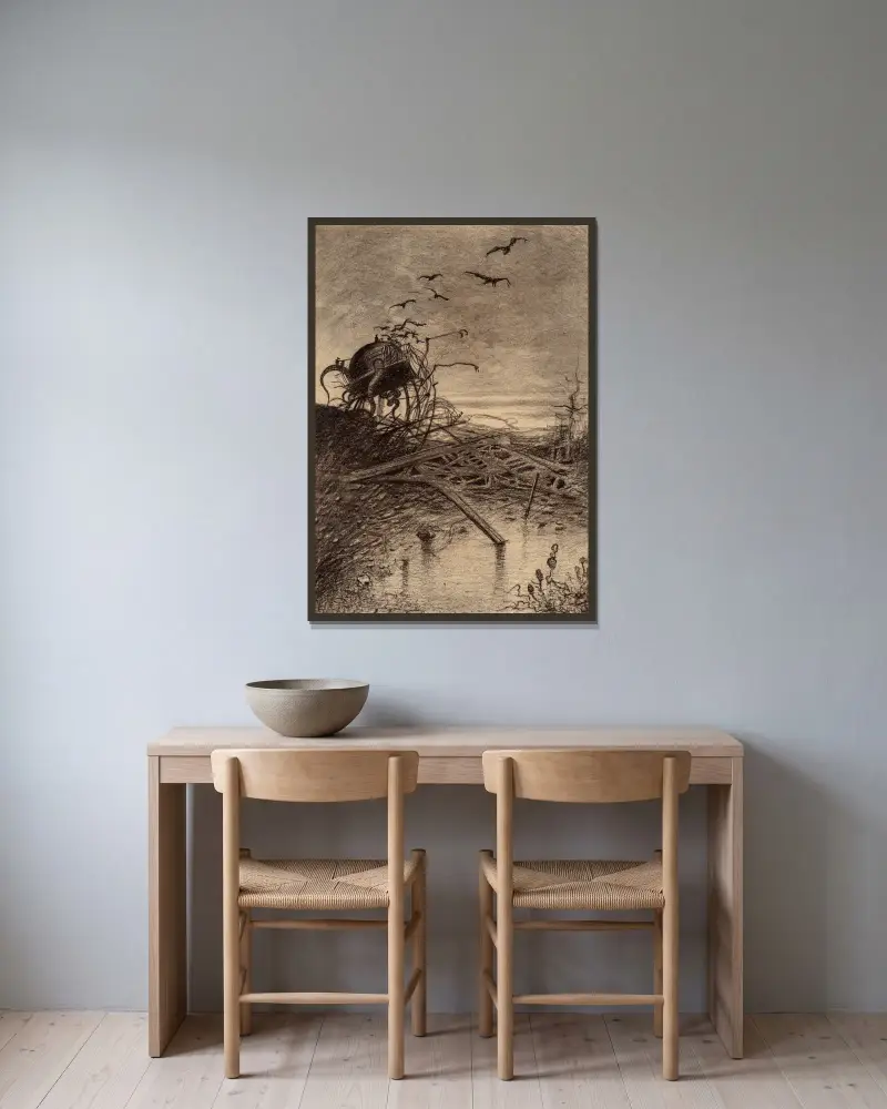 Wrackteil eines marsianischen Lenkers von Henrique Alvim Corrêa gerahmt an einer Wand