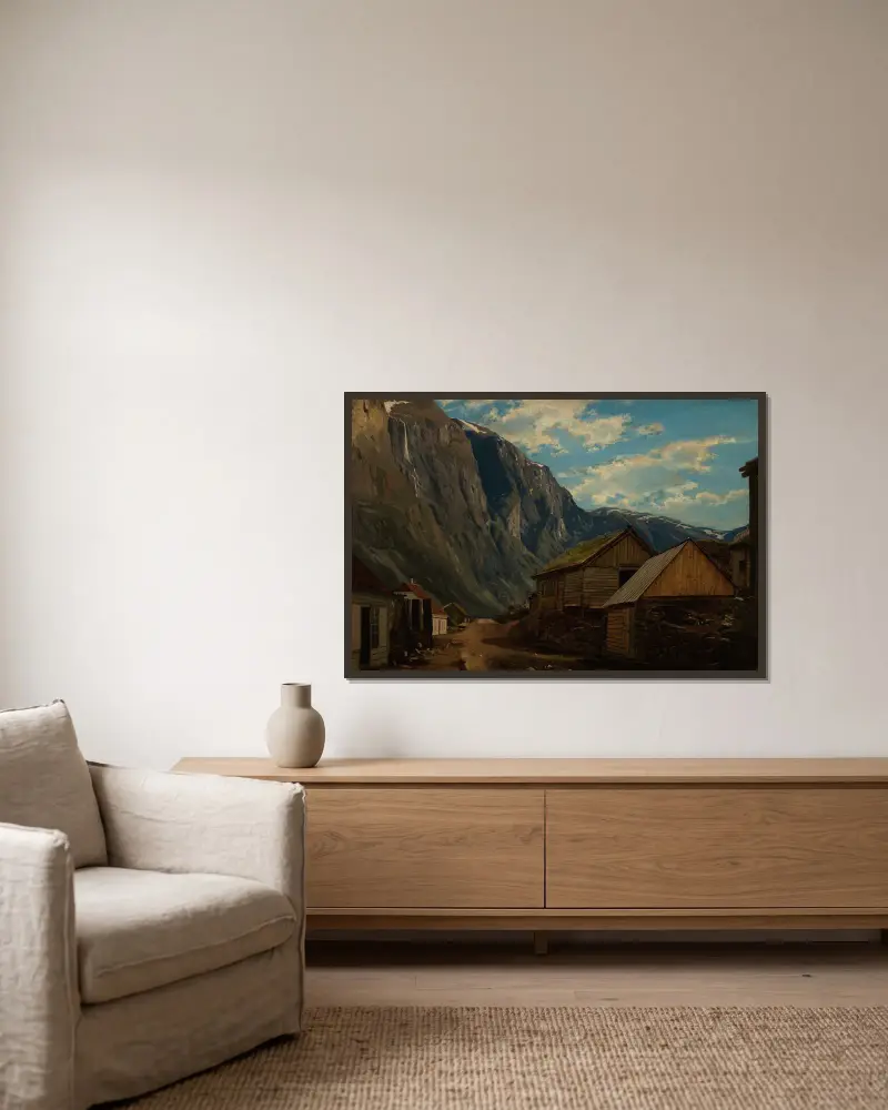 Aus Gudvangen von Amaldus Nielsen gerahmt an einer Wand