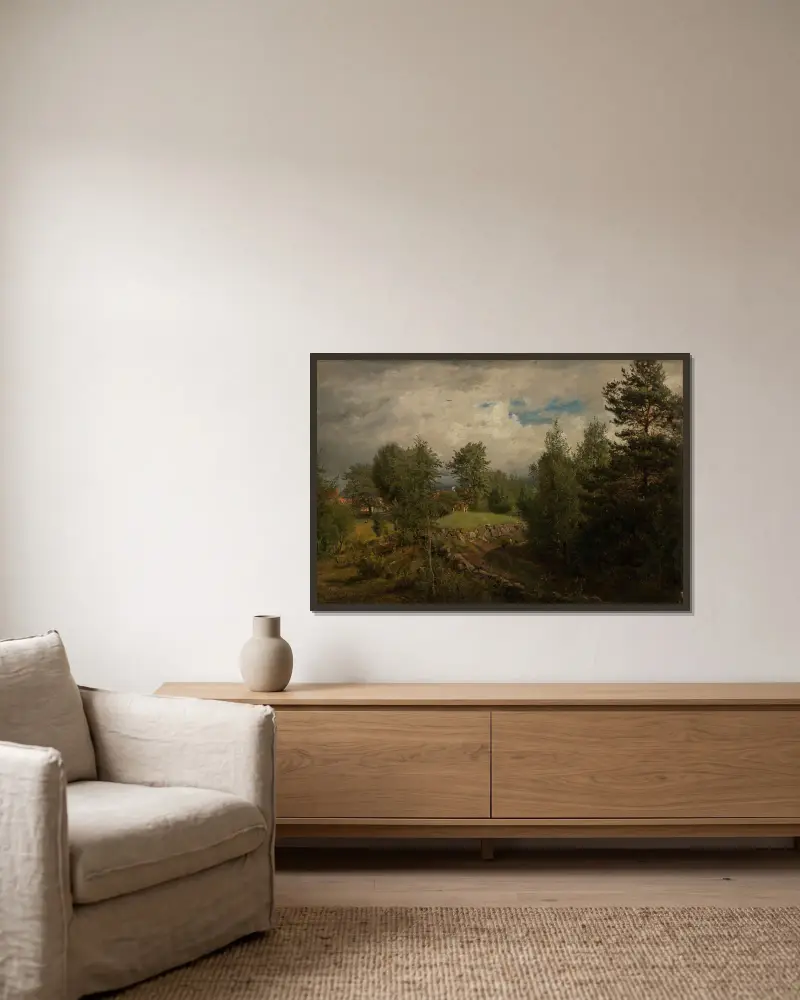 Aus Øyestad von Amaldus Nielsen gerahmt an einer Wand