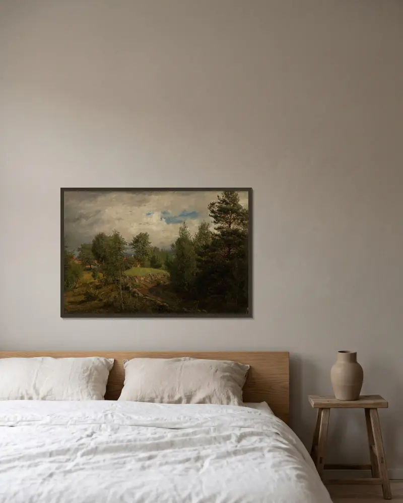 Aus Øyestad von Amaldus Nielsen gerahmt an einer Wand