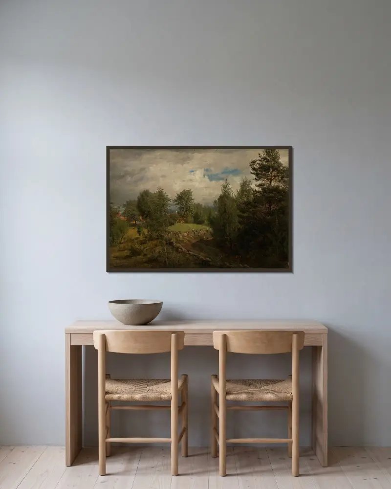 Aus Øyestad von Amaldus Nielsen gerahmt an einer Wand