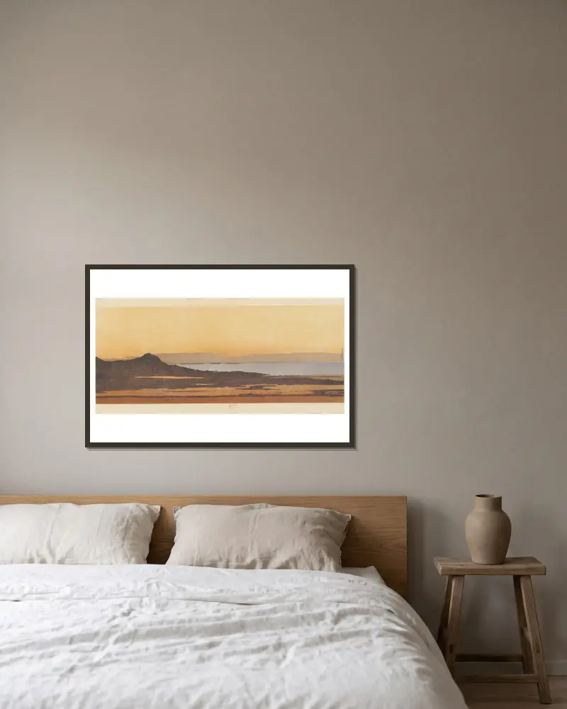Crépuscule à Erquy (Côtes-du-Nord) av Amédée Joyau inramad på en vägg