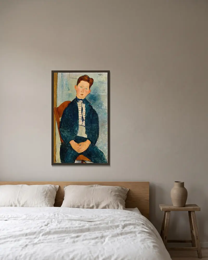 Chlapec v pruhovaném svetru, Amedeo Modigliani v rámu na stěně