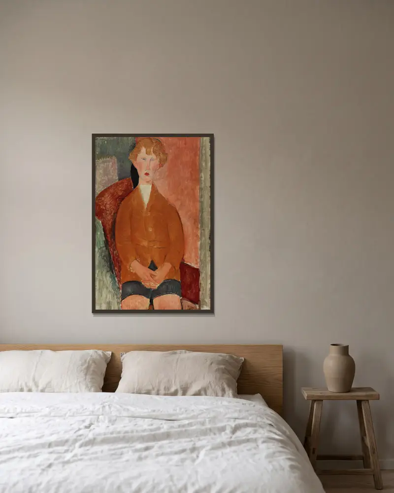 Boy in Short Pants av Amedeo Modigliani inramad på en vägg