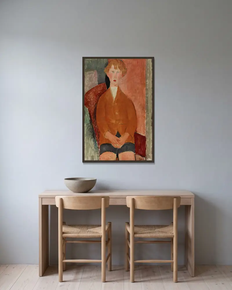 Boy in Short Pants av Amedeo Modigliani inramad på en vägg