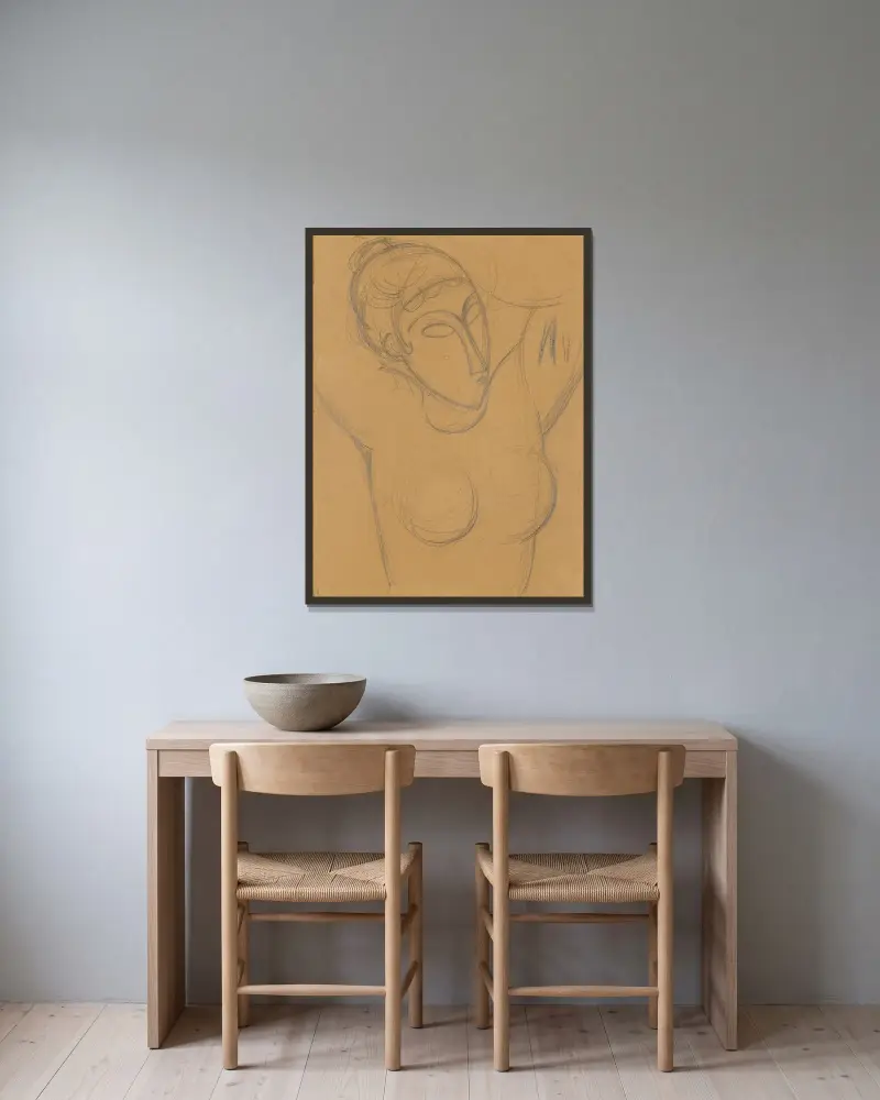 Karyatidní busta, Amedeo Modigliani v rámu na stěně