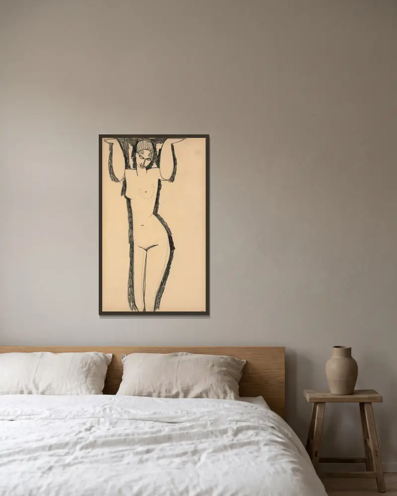 Karyatida, 1910, Amedeo Modigliani v rámu na stěně