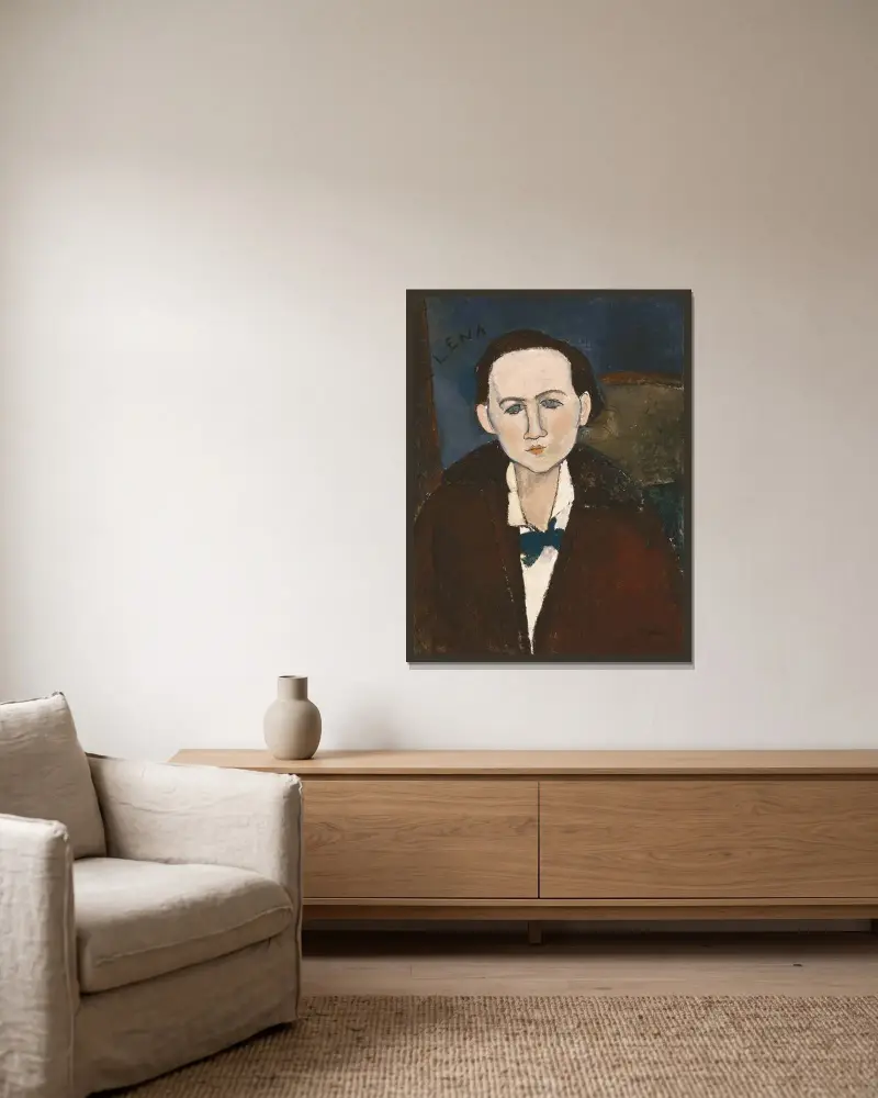 Elena Povolozky av Amedeo Modigliani inramad på en vägg