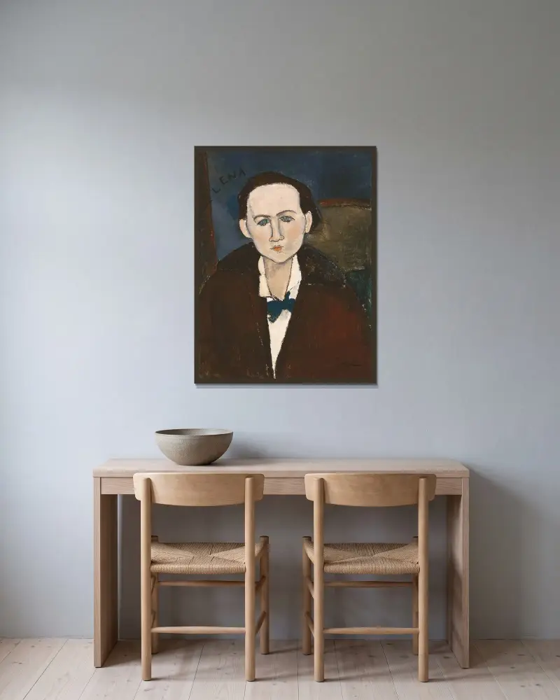 Elena Povolozky av Amedeo Modigliani inramad på en vägg