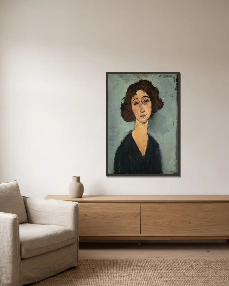 Jeune Femme von Amedeo Modigliani gerahmt an einer Wand