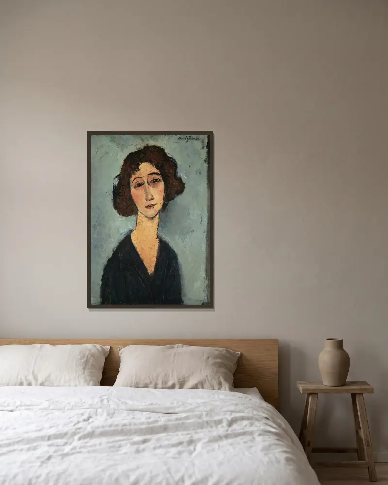 Jeune Femme von Amedeo Modigliani gerahmt an einer Wand