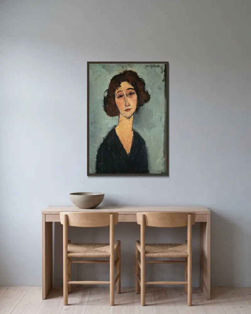 Jeune Femme von Amedeo Modigliani gerahmt an einer Wand
