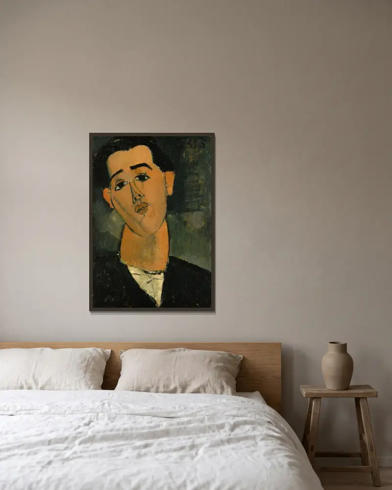 Juan Gris av Amedeo Modigliani inramad på en vägg