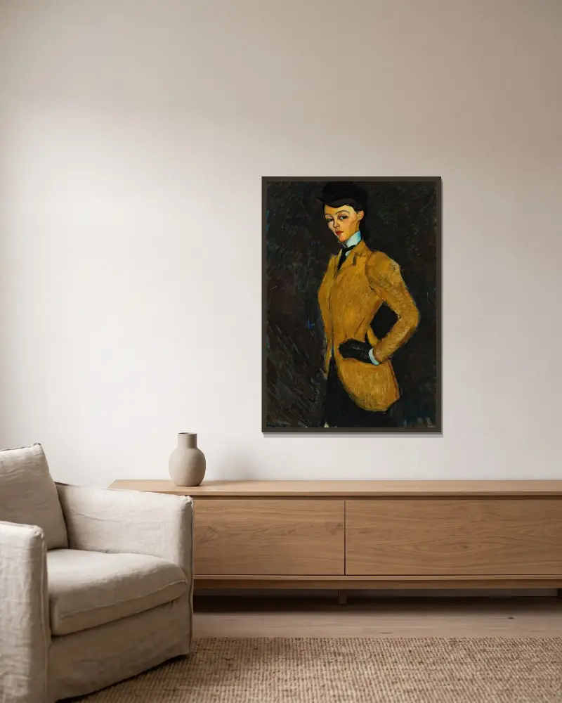L’amazone av Amedeo Modigliani inramad på en vägg