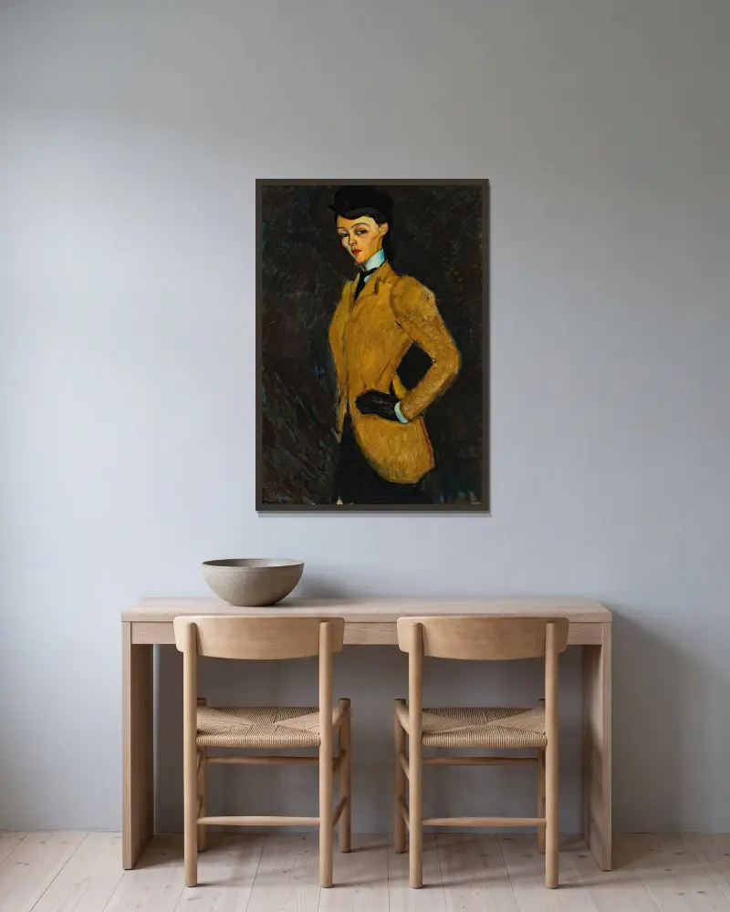 L’amazone av Amedeo Modigliani inramad på en vägg