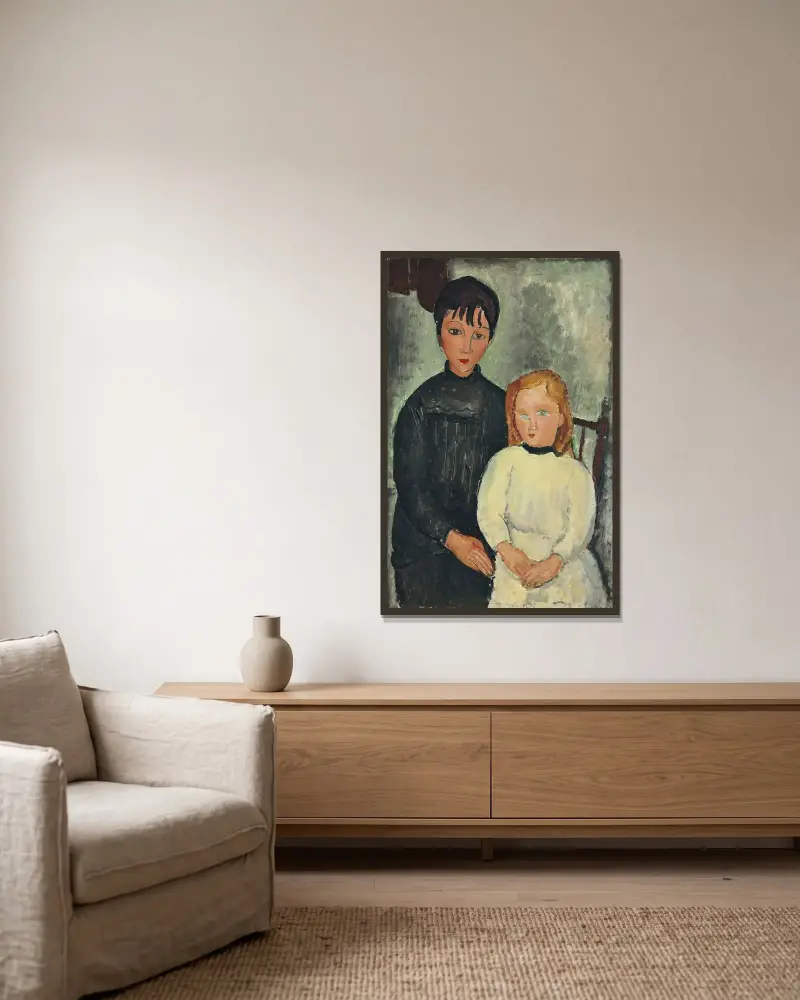 Dvě dívky, Amedeo Modigliani v rámu na stěně