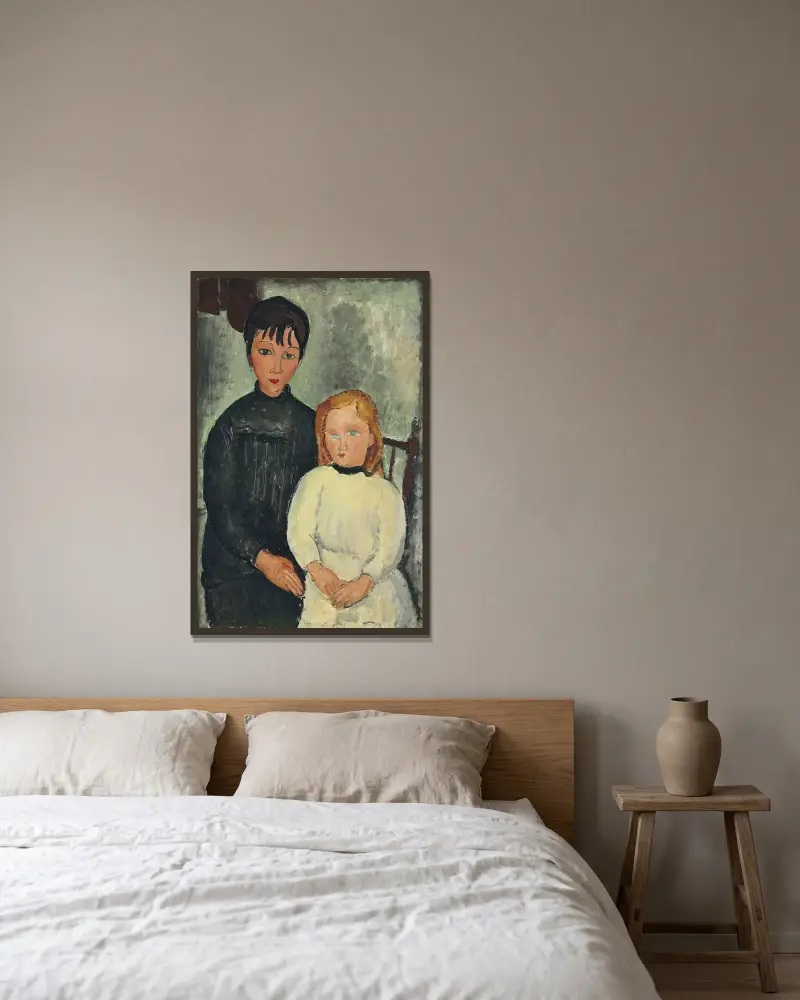 Dvě dívky, Amedeo Modigliani v rámu na stěně