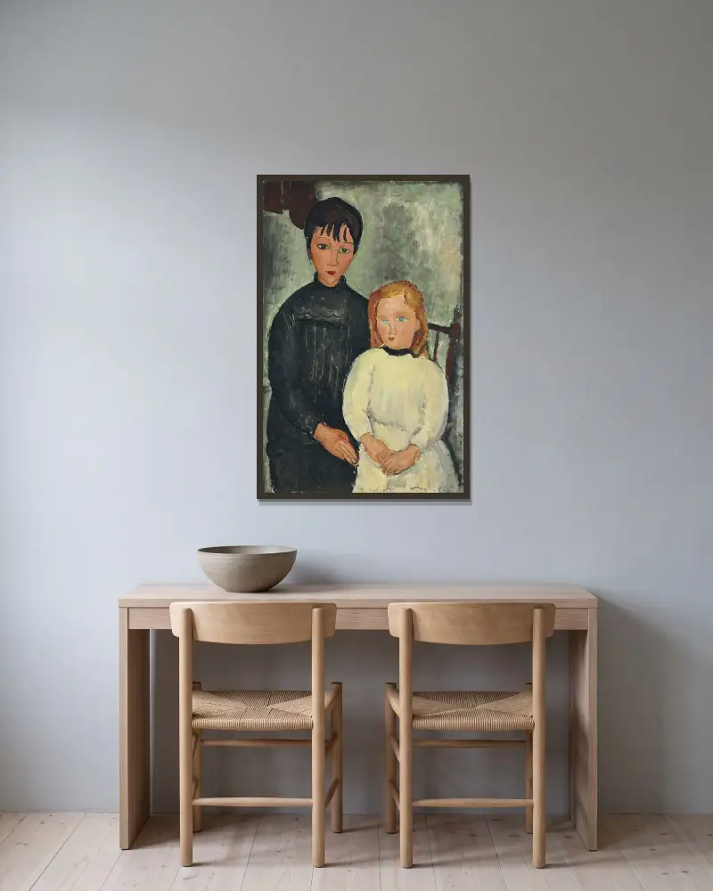 Dvě dívky, Amedeo Modigliani v rámu na stěně