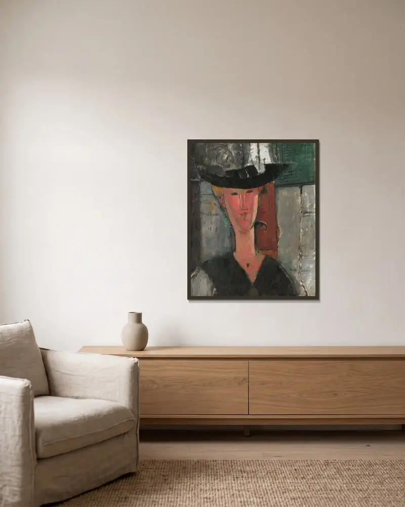 Madam Pompadour av Amedeo Modigliani inramad på en vägg
