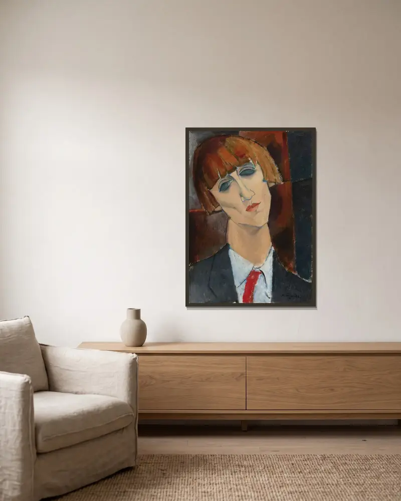 Madame Kisling av Amedeo Modigliani inramad på en vägg