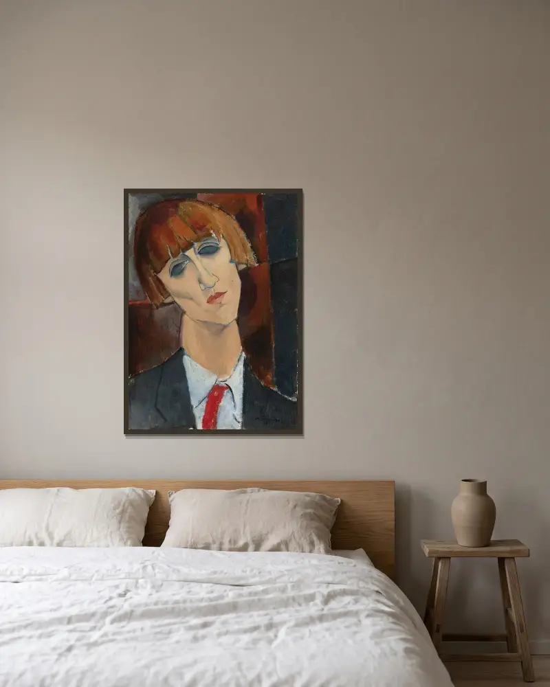 Madame Kisling av Amedeo Modigliani inramad på en vägg