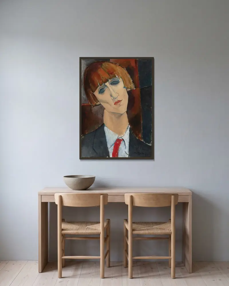 Madame Kisling av Amedeo Modigliani inramad på en vägg